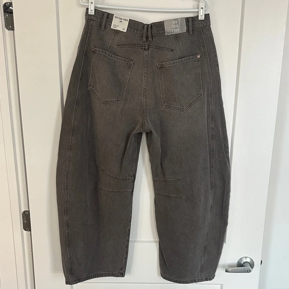 Free People Women's Relaxed Fit Grey Wash Jeans - Picture 2 of 5